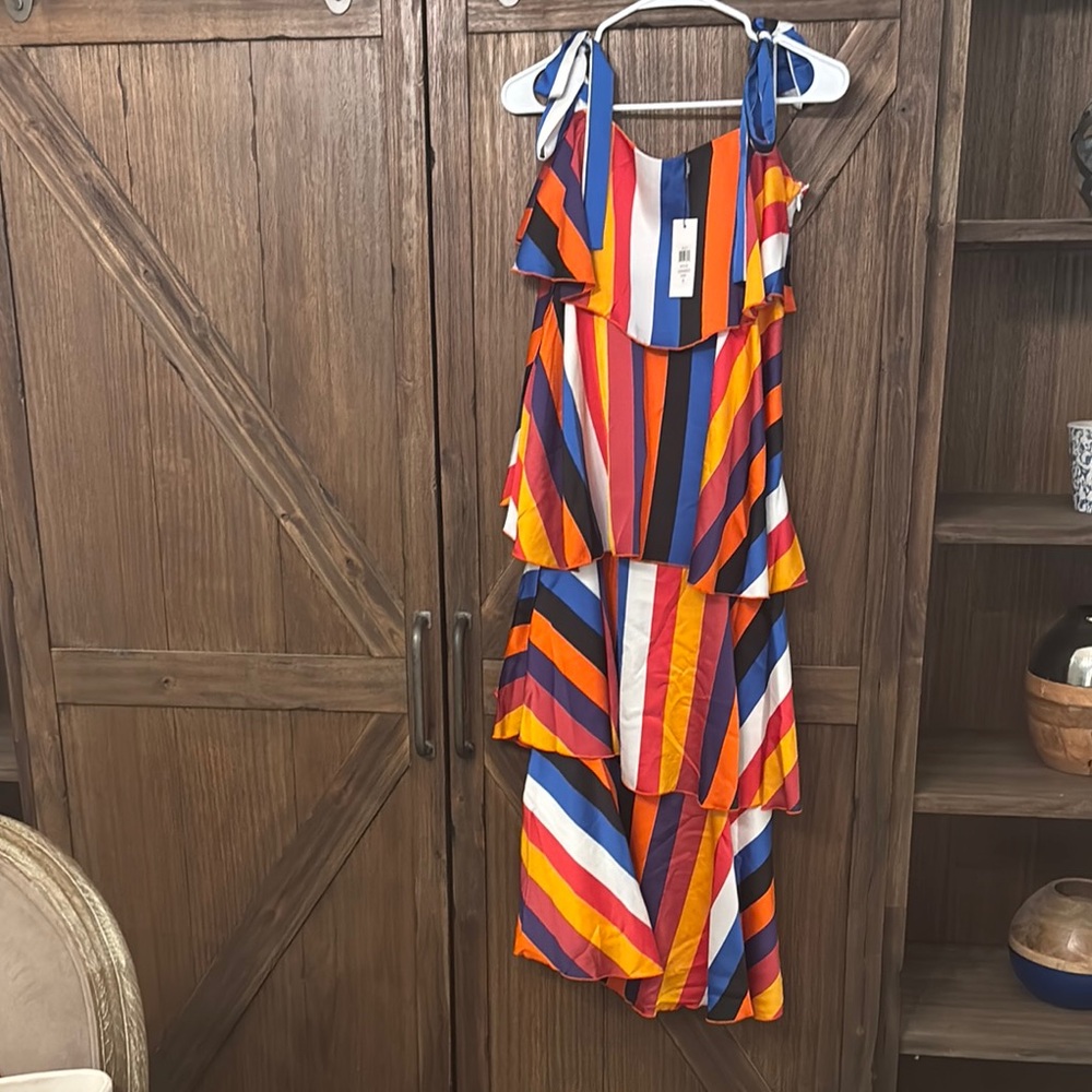 Colorful Striped Ruffle Dress